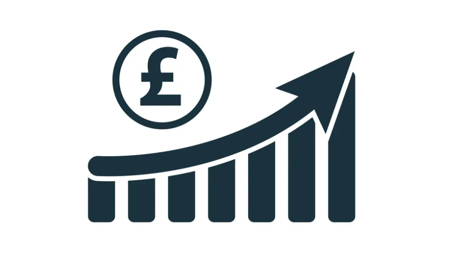 graphic showing a chart increasing with a pound sign above it